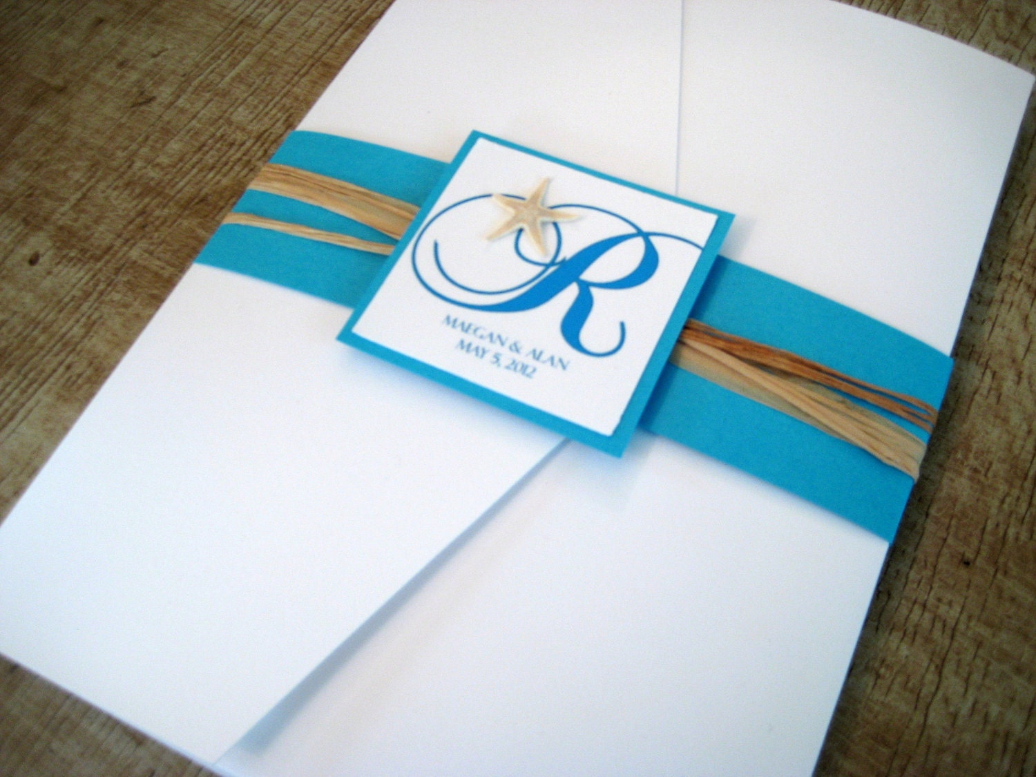 Seaside maritime Starfish Pocket Wedding Invitation Set