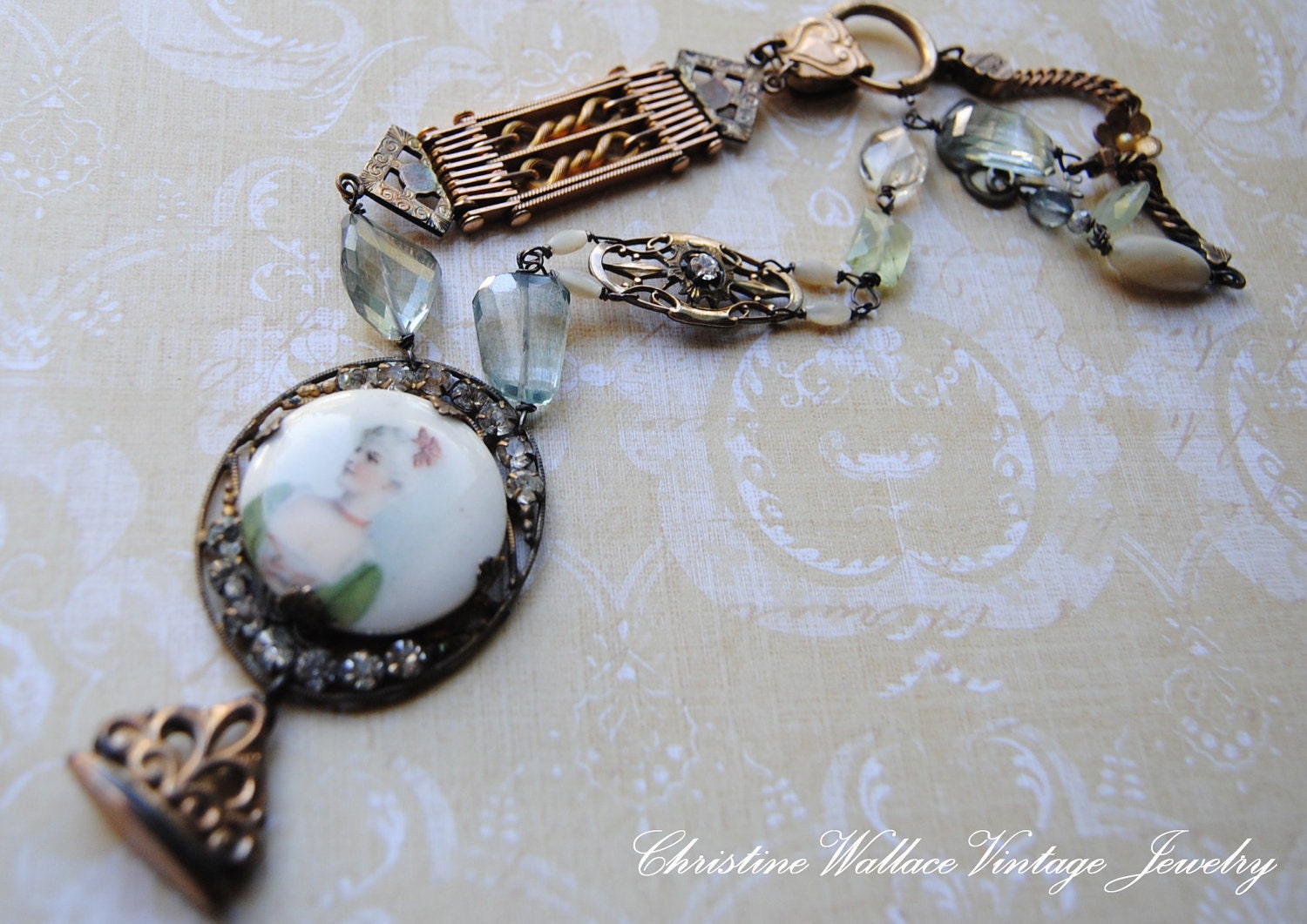 ANNA BELLE - Vintgae ������ ���������� ������� �������� Gemstone Rhinestone ������������� Fob ��������