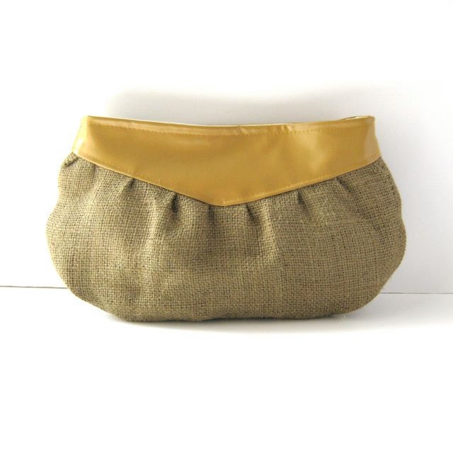 RESERVED for Jillianne Clutch Mustard Yellow Vegan Leather and Rustic 