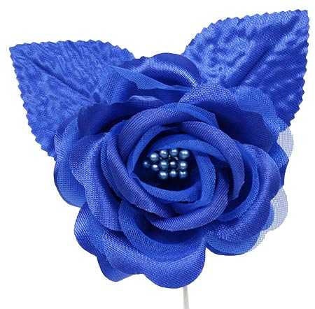 Royal BLUE Rose Hair Clip or Brooch PROM Hair Flower Pinup Rockabilly Bridal