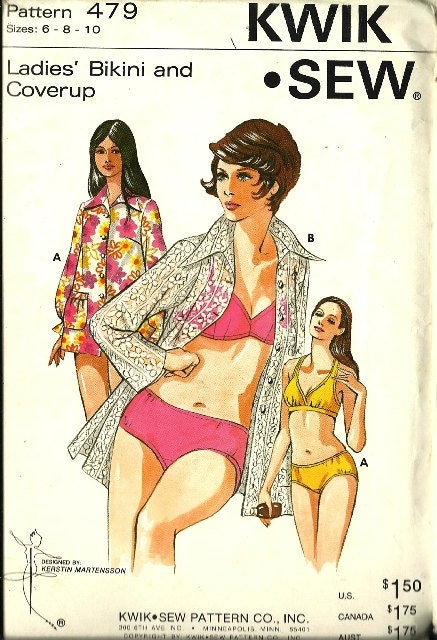 Vintage Kwik Sew Bikini Swimsuit Pattern, 2 Piece Suit, Beach Attire, Retro Beach suit, Pattern479, Size 6,8,10, Beach wrap, 34b - TheIDconnection Vintage Kwik Sew Bikini Swimsuit Pattern, 2 Piece Suit, Beach Attire, Retro Beach suit, Pattern479, Size 6,8,10, Beach wrap, 34b - TheIDconnection
