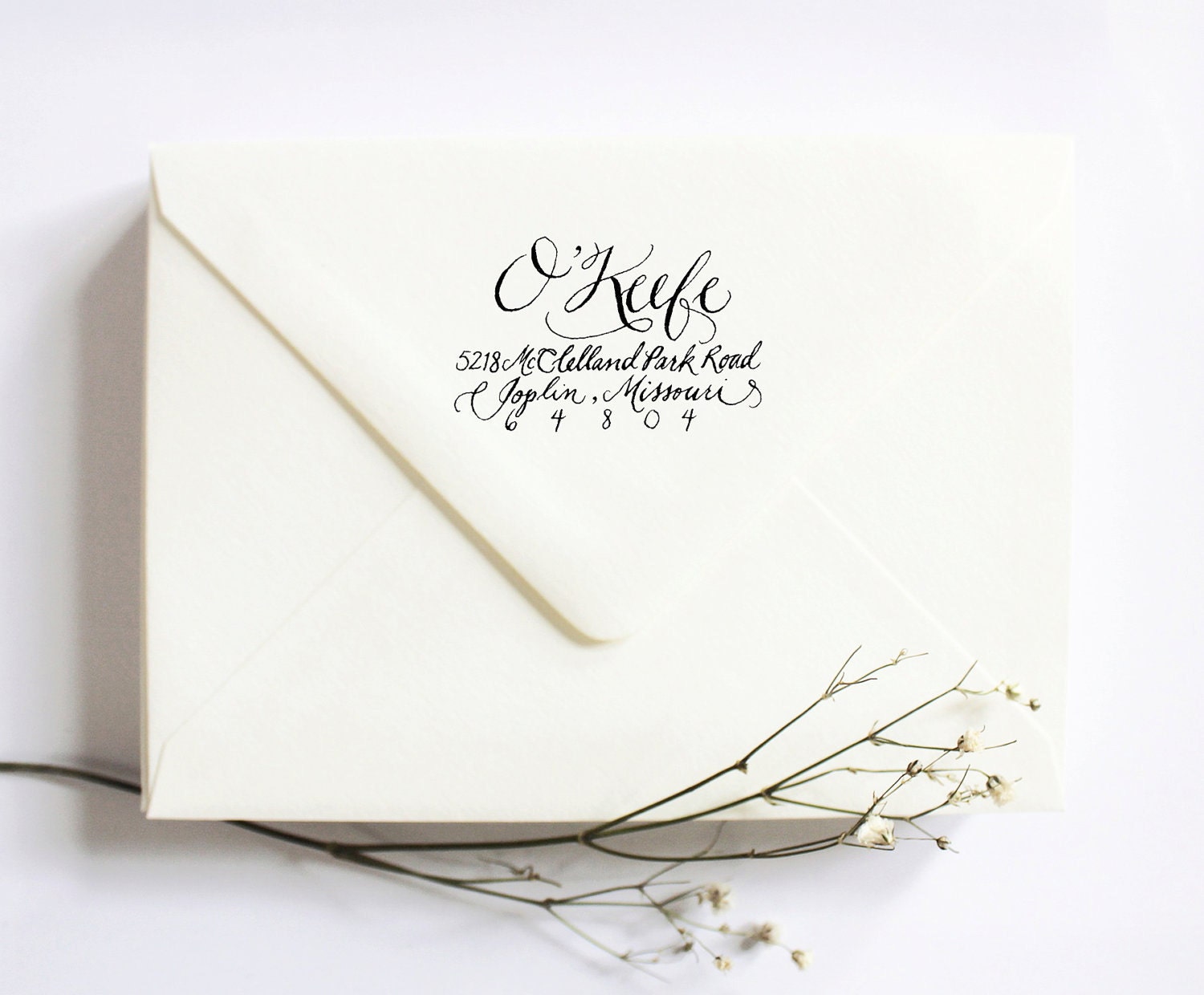 Custom Calligraphy Rubber Stamp Return Address for Wedding Invitations MADE