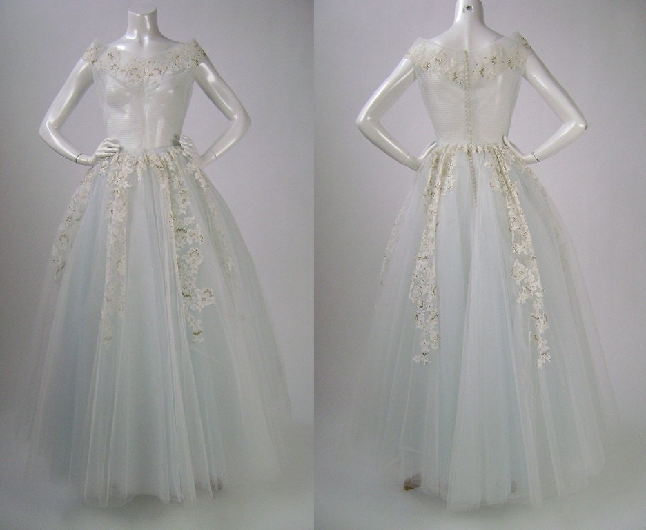 50s Wedding Dress with Veil Cupcake Wedding Gown Applique Lace 