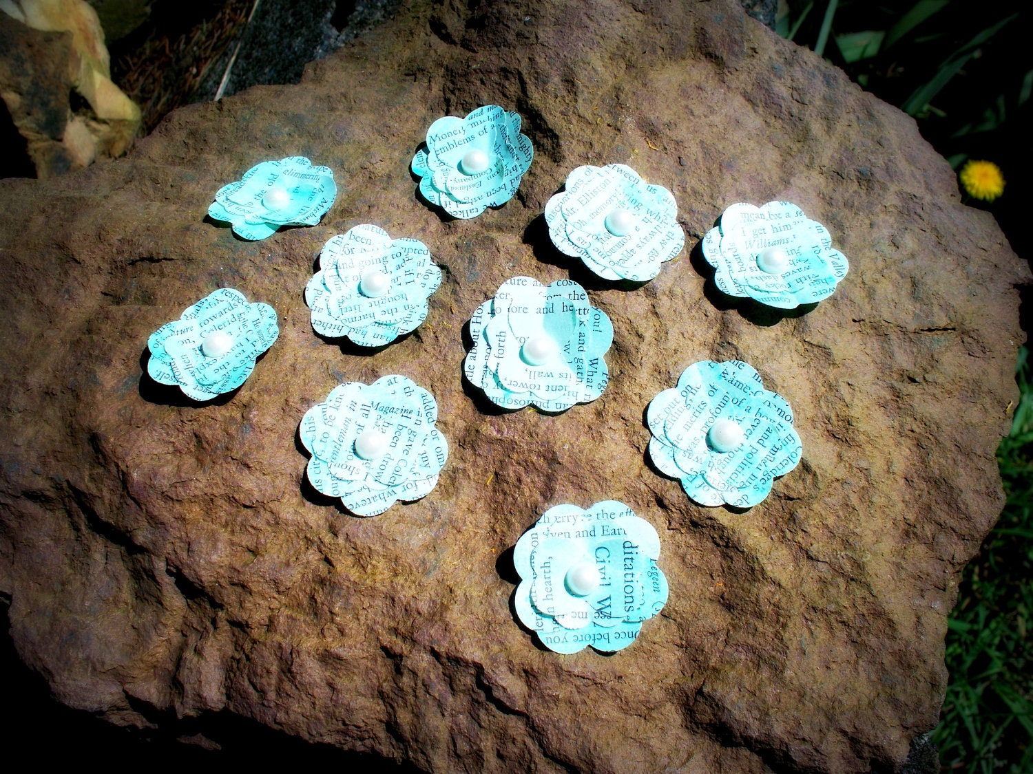 Tiffany blue turquoise vintage paper wedding flowers 30 ct From alneff
