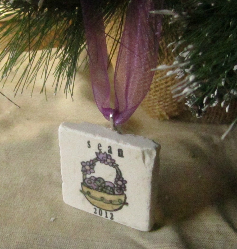 Personalized Easter Basket Ornament, Purple, including Gift Box