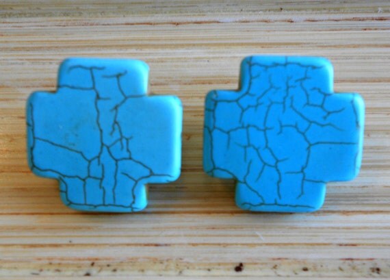 Turquoise Cross Studs