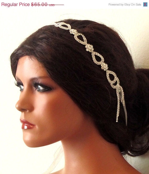 Crystal headband ribbon Sash Headband bridal headband bridal sash