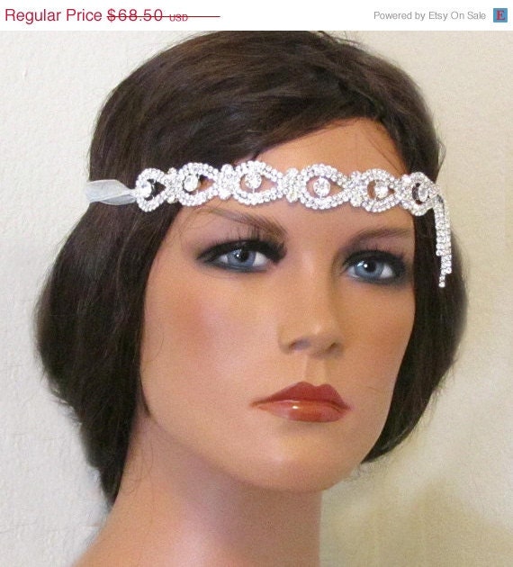 Bridal headband Swarovski rhinestones Crystal headband ribbon Sash 