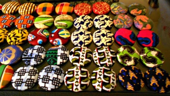 Ethnic Print Button Earrings