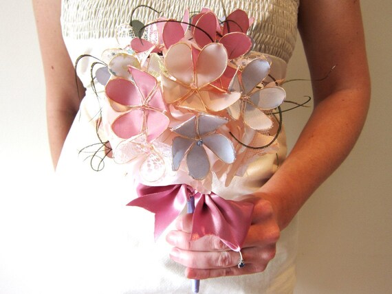 Custom Wedding Bouquet Fabric Flower Bridesmaid Bride Bouquet Vintage 