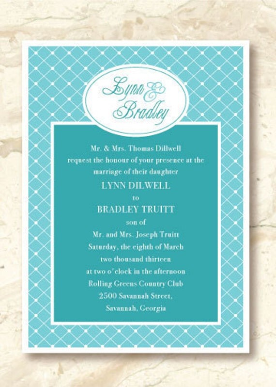 Tiffany Blue Diamond Formal Wedding Invitations Rectangle 