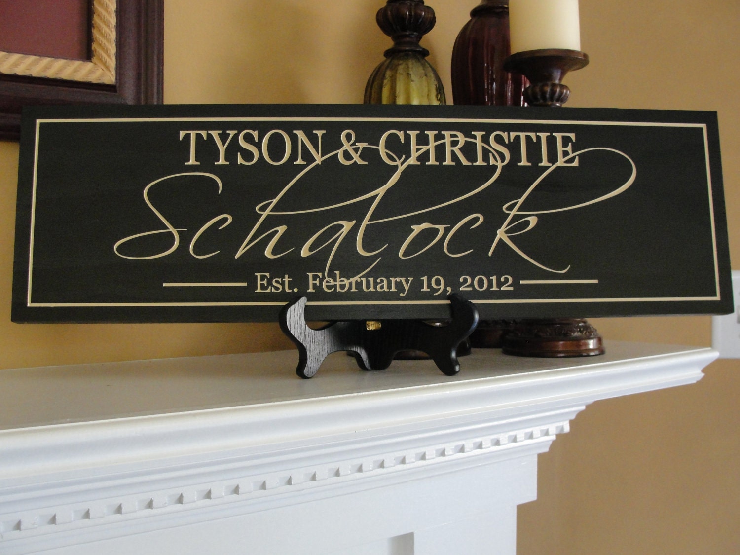 Personalized Bridal Shower gift Family name sign Custom Wooden signs last 