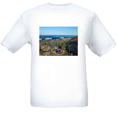 White Screenprint Tshirt Unique Seascape Image One by IshiGallery from etsy.com