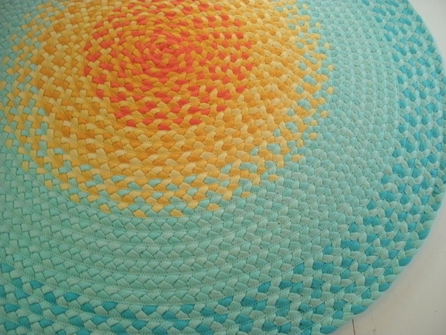 DEPOSIT  for misty mint and golden yellow Sun Rug created from New Organic USA fabric