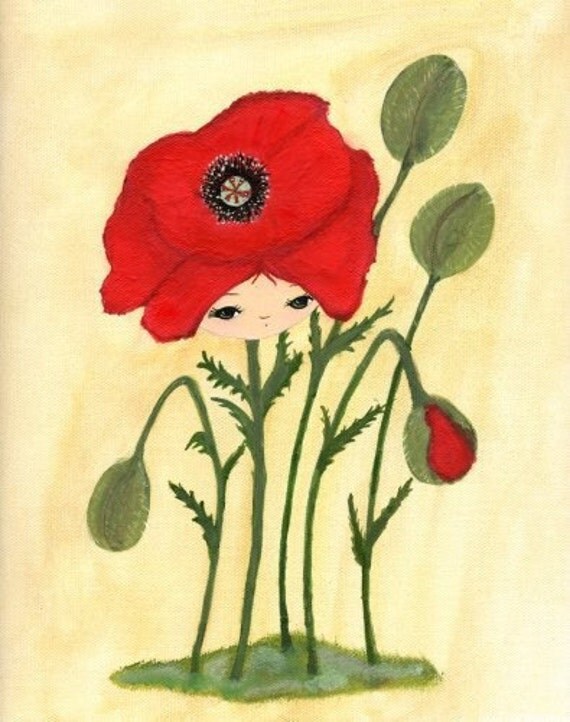 Poppy Original Painting---The Patient Poppy 9 x 12 SPECIAL PRICE