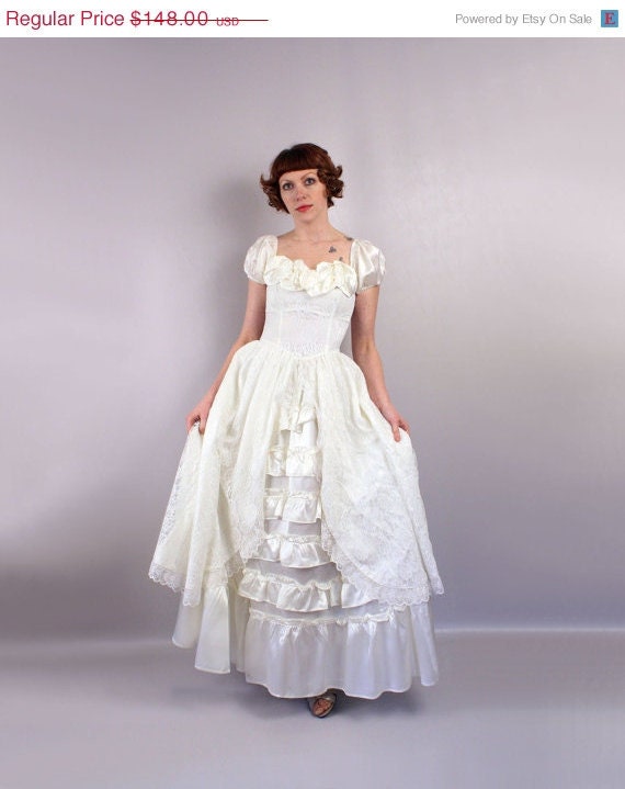 ON SALE vintage Gunne Sax wedding gown 1970s renaissance revival dress 