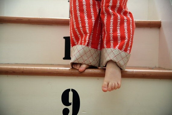 Quick Change Trousers 24 mos - Red Leaves and Flowers