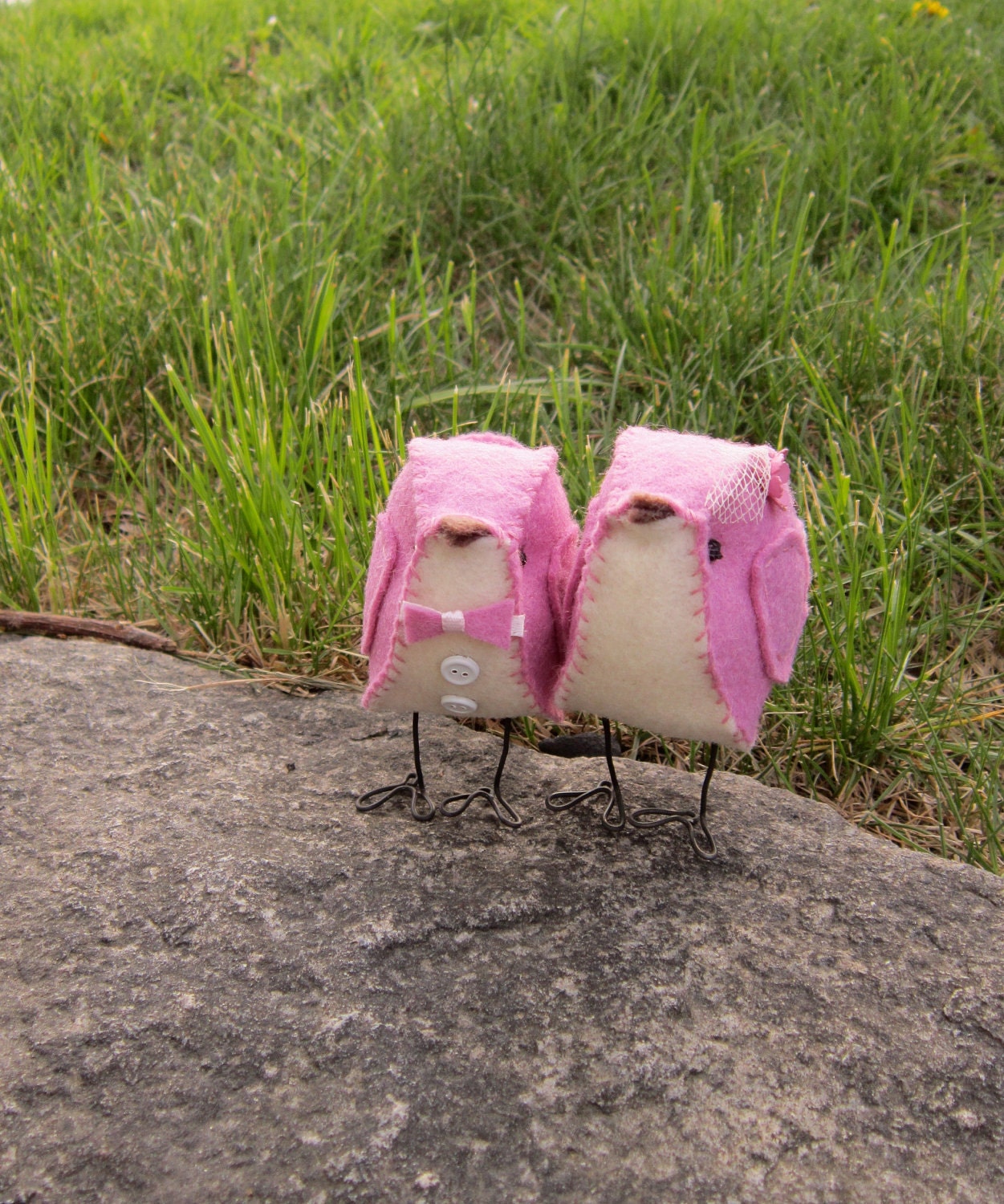 Orchid Pink Love Birds Cake Topper