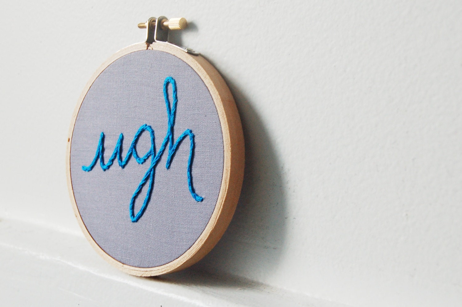 Desk Sign. Embroidery Hoop Art. Ugh. Band Embroidered by merriweathercouncil on Etsy