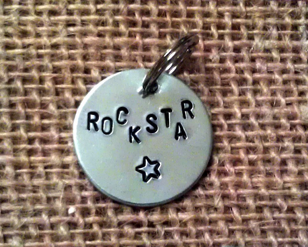 Rockstar Silver Pet Tag Metal Stamped Aluminum Pet Tag