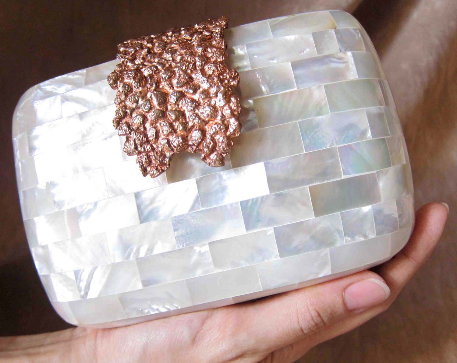 Pearl Minaudiere  Evening Bag Bridal White Lustrous and Captivating - ManilaCheesecake