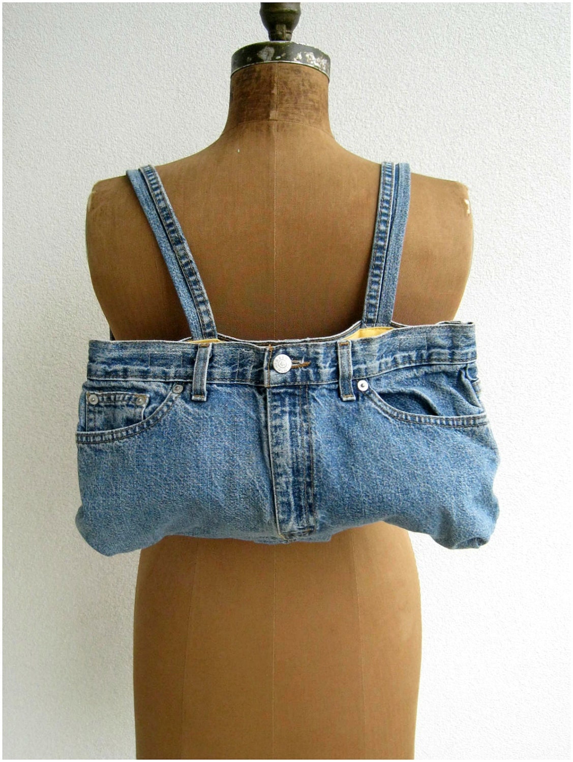 Upcycled Denim Jeans Backpack / Purse / Blue Jeans / Velcro Closure / Women / Girls / Teens / by ohzie
