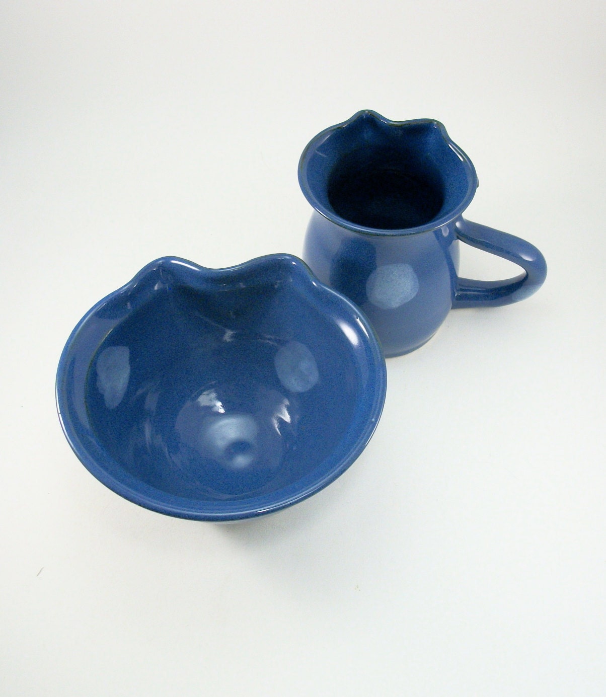 bowl and mug set shaped like a cat