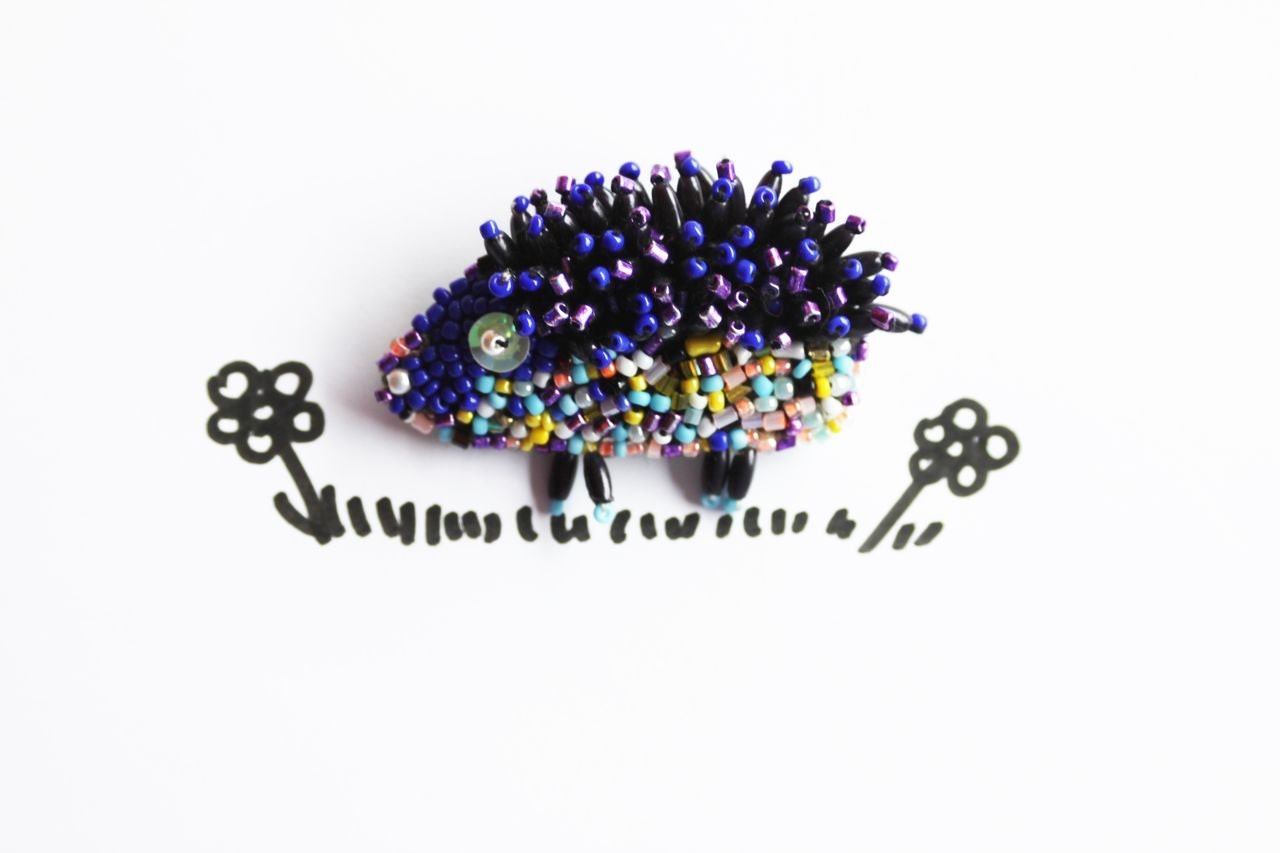 Colourful Beaded Hedgehog brooch fairy summer fashion mothers day gift for her colourful spring sale