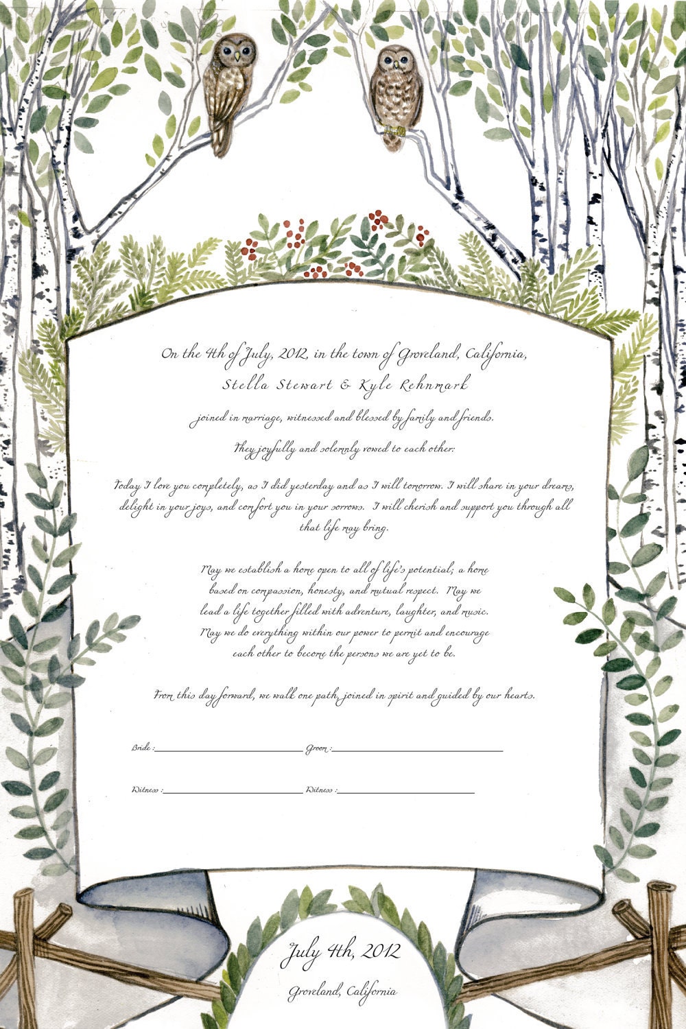 Birch Tree Signature Wedding Ketubah