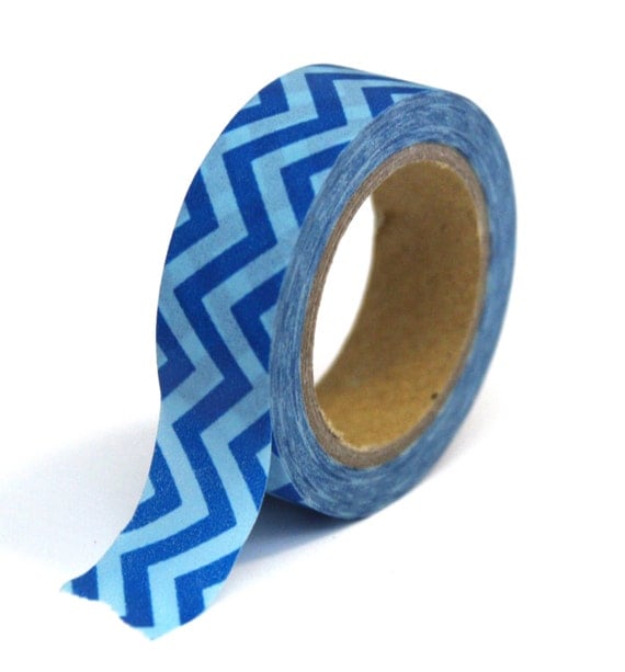Japanese Washi Tape - Blue Chevron Zig-Zag - 15mmx10m - TP08