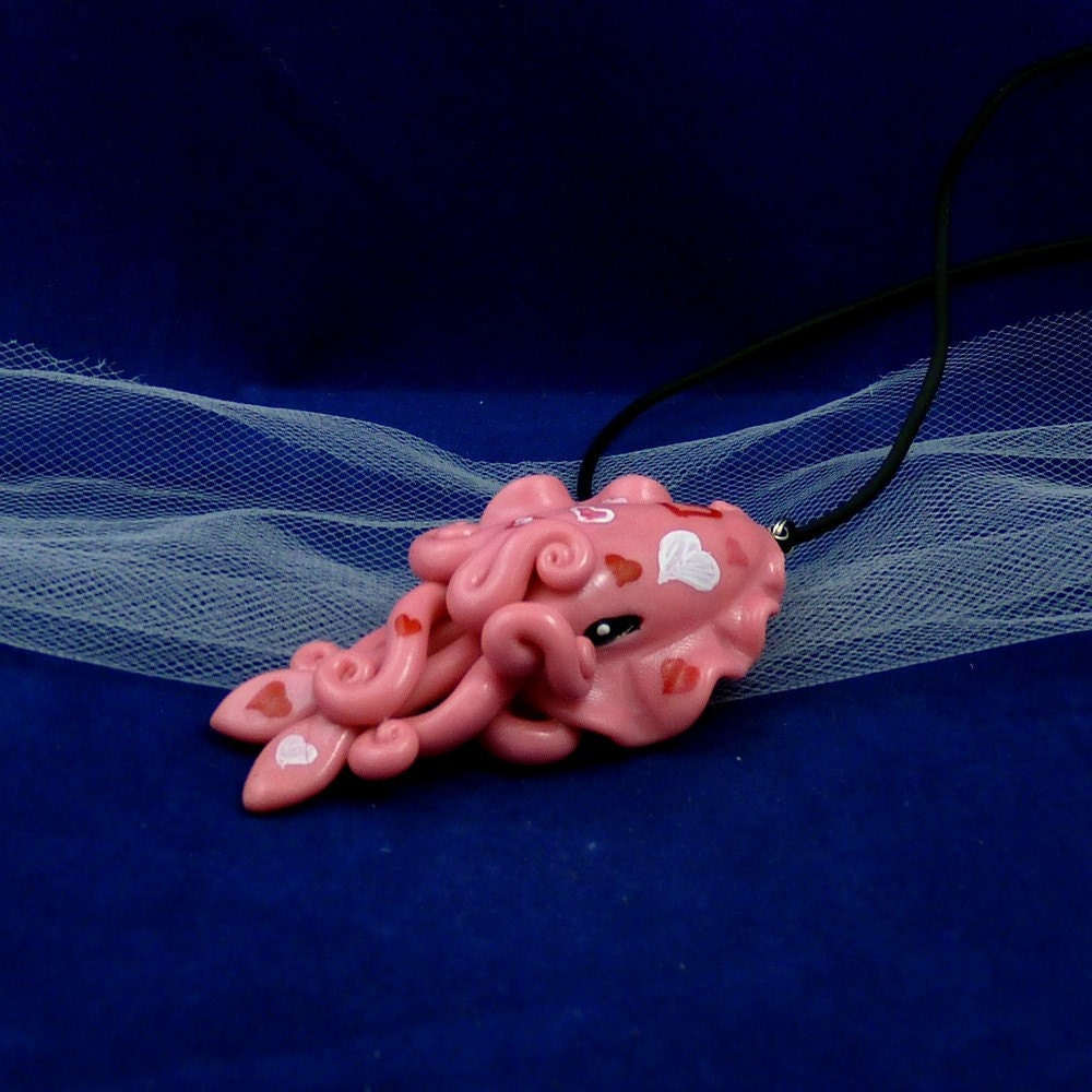 Cuttlefish Love Necklace - Handmade Polymer Clay Kawaii Jewelry