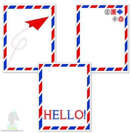 Air Mail Stationery-stationery, boxed set, air mail, airmail, set, red, blue