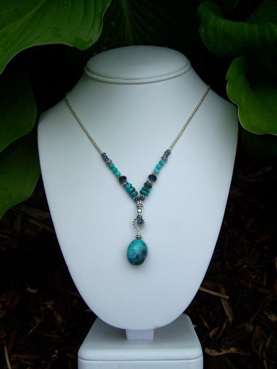 Turquoise Nugget Drop Necklace Preview 1