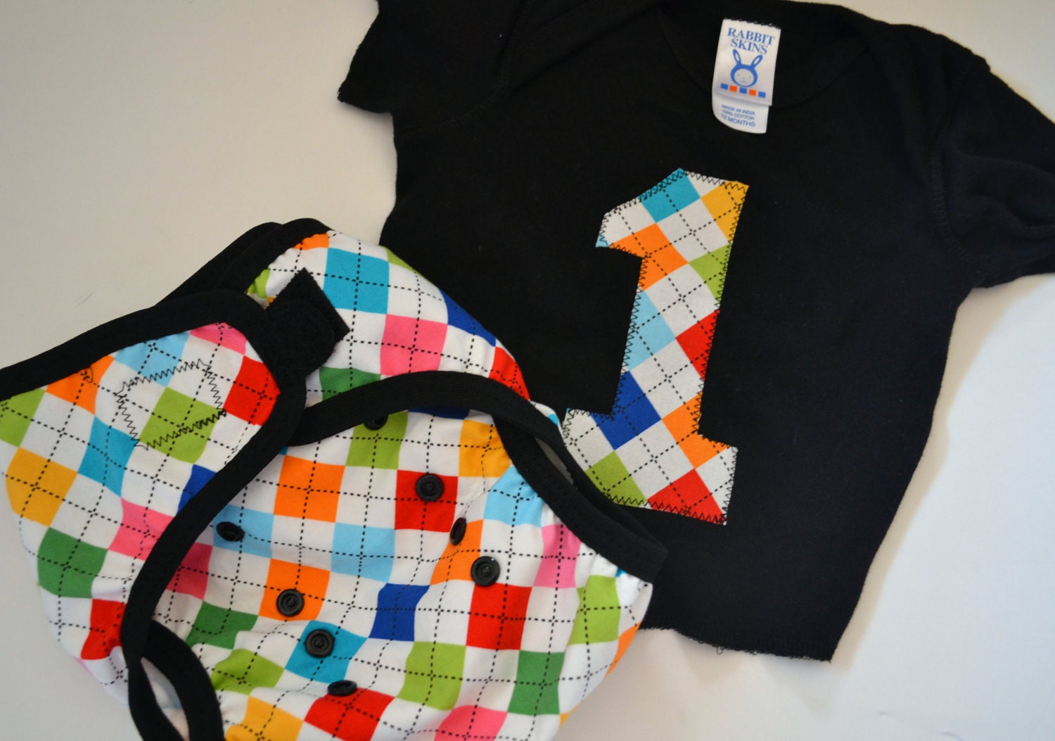 Baby's First Birthday -  Remix - matching tee and diaper cover set