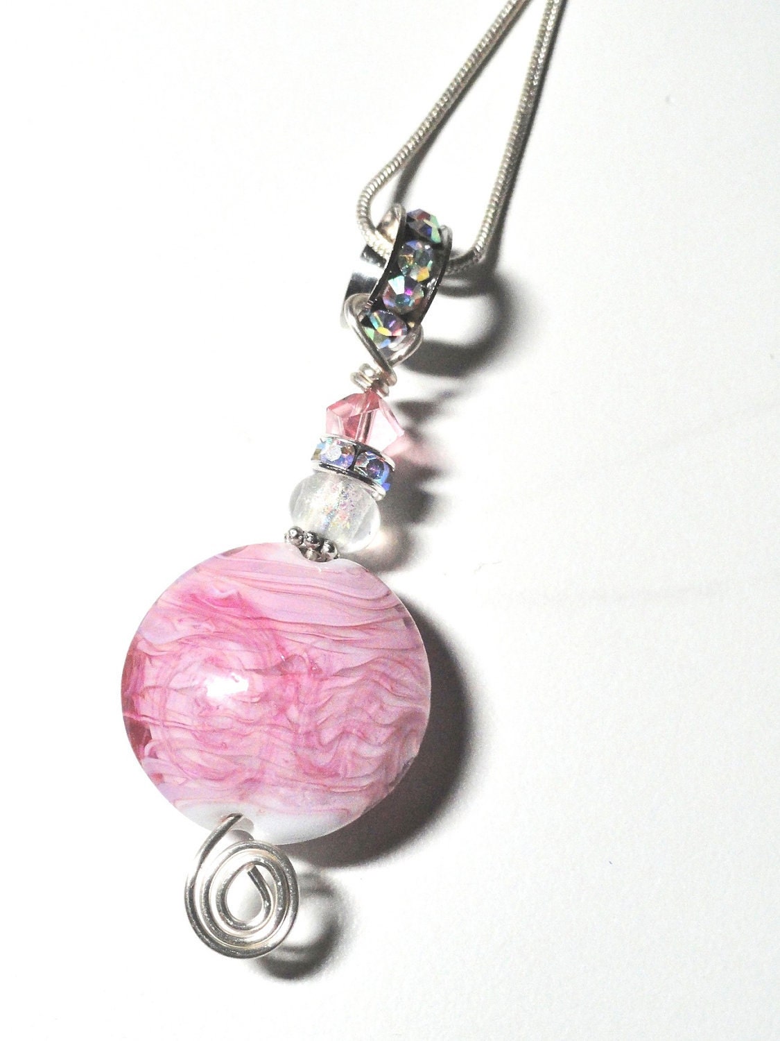 Pink Lady Lampwork Bead Pendant