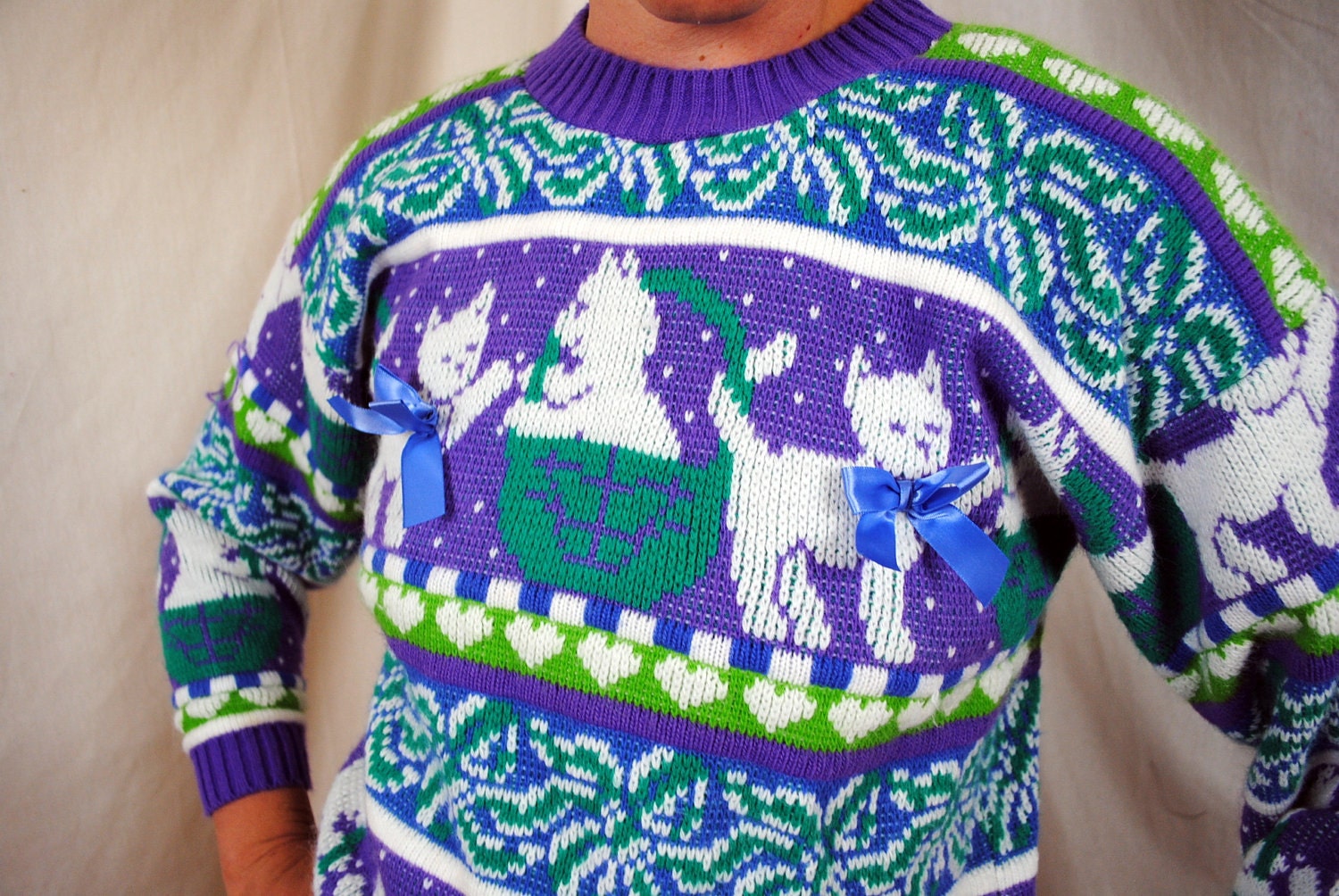 Ultimate Vintage 80s Kitty Cat Sweater