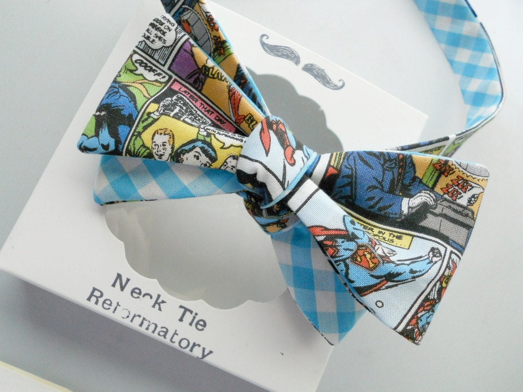 Superman Bowtie Two-Hand Stitched-Freestyle-Adjustable-Reversible