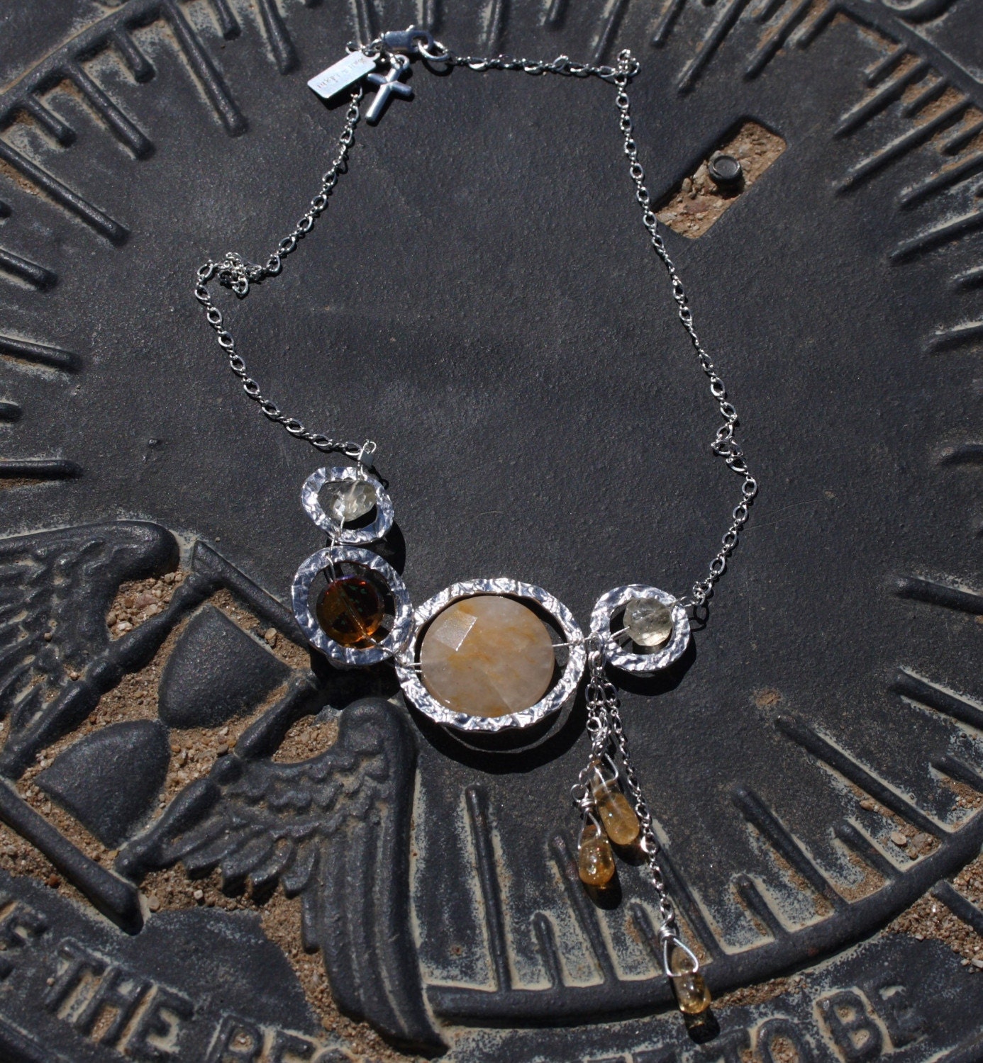 Sterling Silver and Citrine, Golden Quartz Necklace - Vessels of Oil - Originally $88, now $75