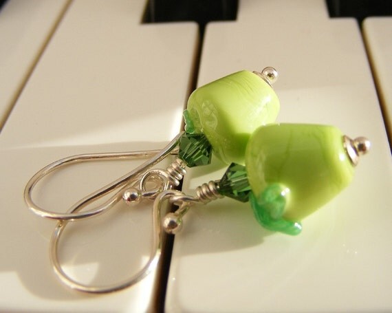 All Profits to Japan Relief - Granny Smiths Green Apple Earrings