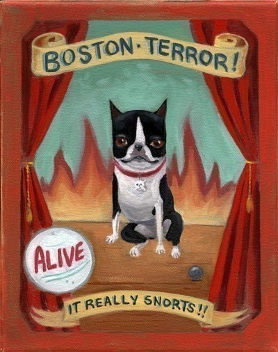 Boston terrier circus sideshow print by B Rubenacker