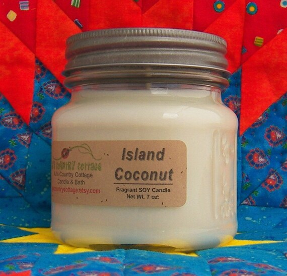 ISLAND COCONUT SOY CANDLE - HIGHLY SCENTED - AJ's Country Cottage