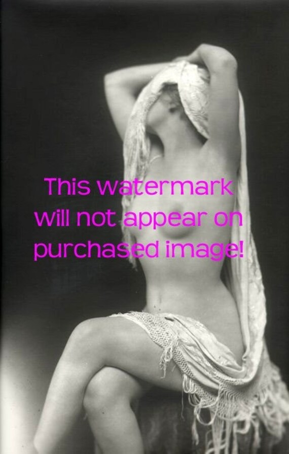 EXOTIC Nude Draped French MODEL Vintage Photo Reprint MATURE