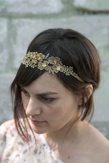 Candace Hand Dyed and Beaded Hippie Headband Flapper Headpiece