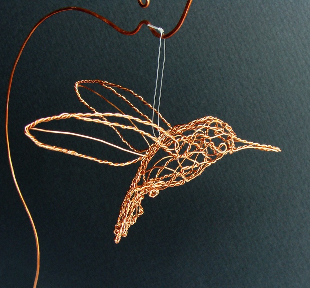 Copper Hummingbird Wire Sculpture