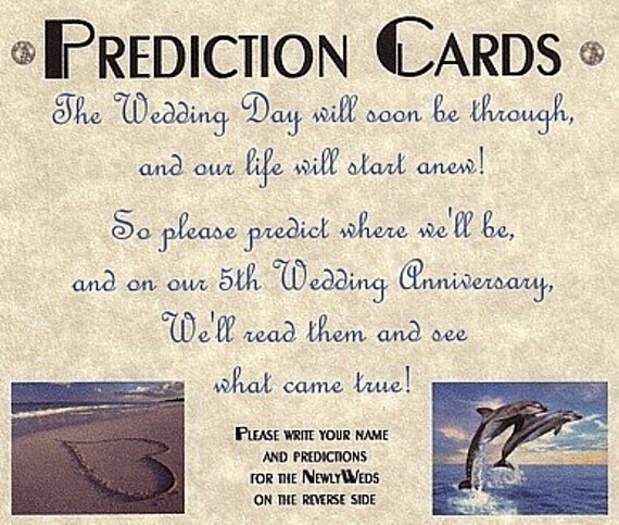 DOLPHIN Wedding party favors wish PREDICTION Cards 50 ct
