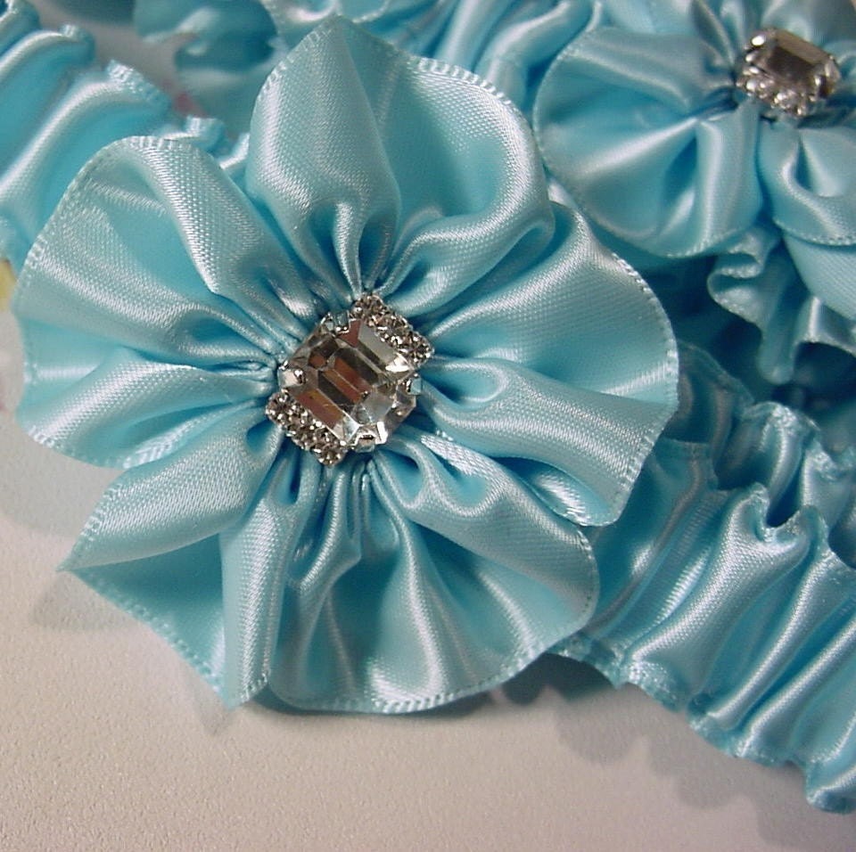The Orignal BASHFUL BLUE BLING wedding garter set A PETERENE ORIGINAL design