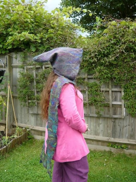 BLACK FRIDAY SALE PRICE; Hand felted hooded scarf