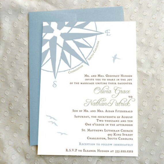 Compass Rose Charleston Wedding Invitation From merrymint