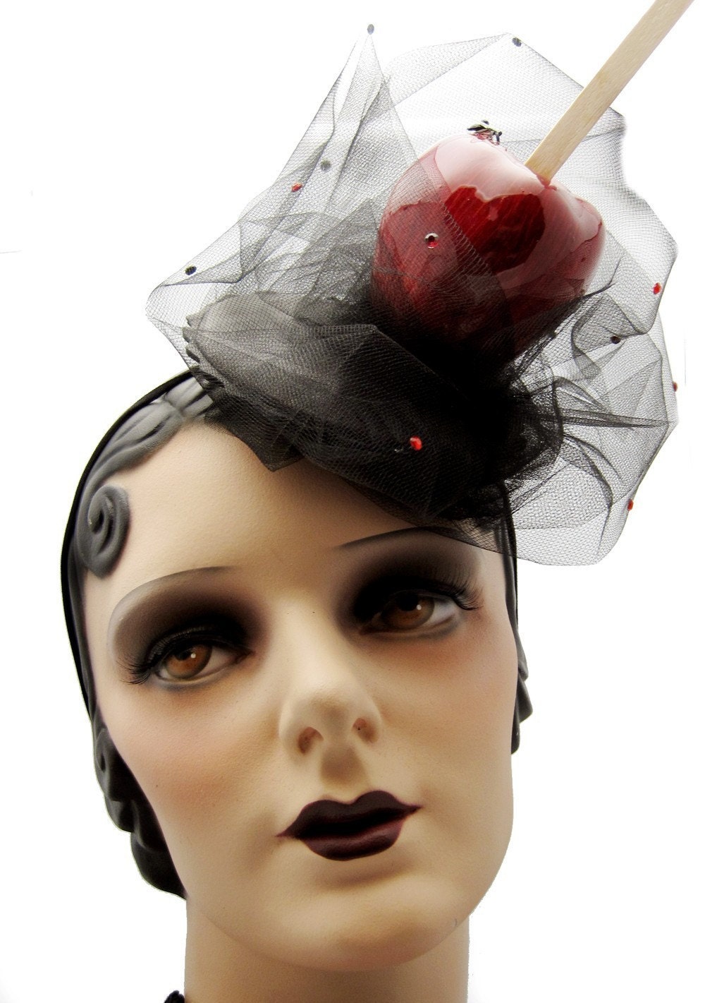 Candy Apple Cocktail Hat - Fascinator - Perfect for Halloween - READY to SHIP