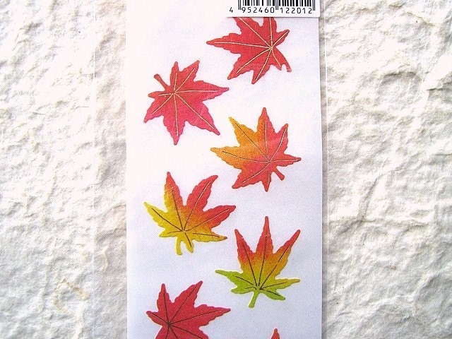 kawaii Cute Japanese Stickers - Colorful Autumn Leaves (S532)